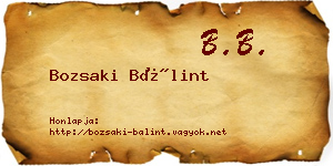Bozsaki Bálint névjegykártya